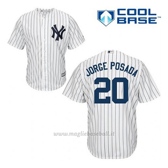 Maglia Baseball Uomo New York Yankees Jorge Posada 20 Bianco 1ªCool Base